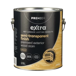 Premier Paint Premier Extra Premixed Exterior Wood Stain, Semi-Transparent, Natural, 3.78-L/1-Gallon