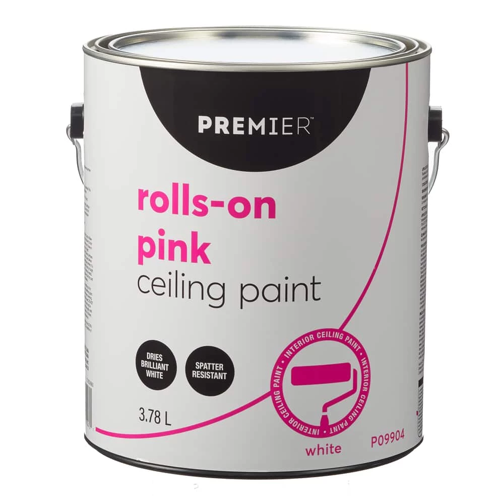 Premier Paint Premier Rolls-On Pink Interior Ceiling Paint, White, 3.78-L/1-Gallon 1 Premier Paint Premier Rolls-On Pink Interior Ceiling Paint, White, 3.78-L/1-Gallon