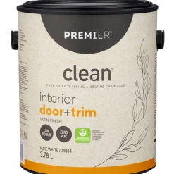 Premier Paint Premier Clean™ Interior Doors + Trim Paint, Satin, White, 1-Gal