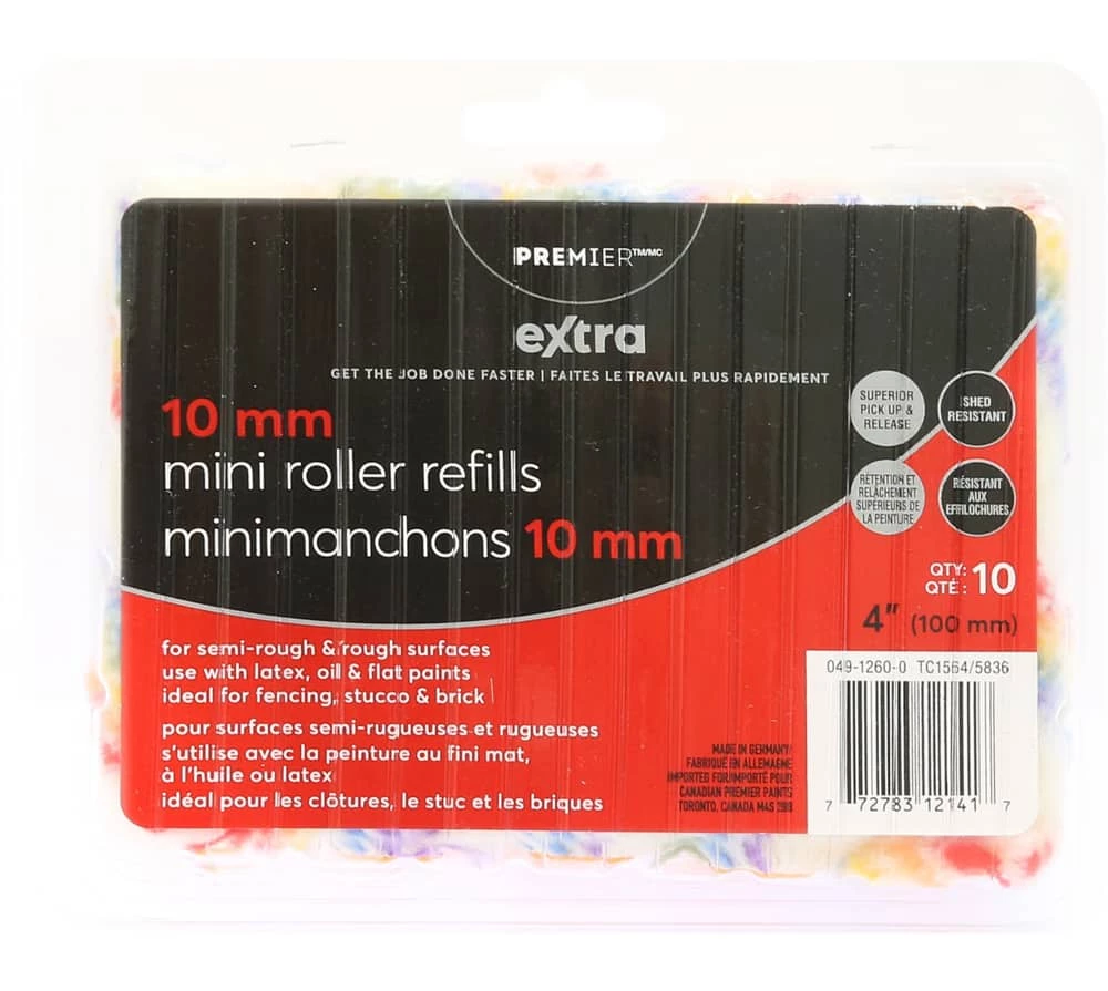 Premier Paint Premier Extra Exterior/Interior Mini Paint Roller Refills, 10-pk, 4-in 1 Premier Paint Premier Extra Exterior/Interior Mini Paint Roller Refills, 10-pk, 4-in