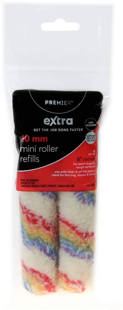 Premier Paint Premier Extra Exterior/Interior Mini Paint Roller Refills, 2-pk, 6-in 1 Premier Paint Premier Extra Exterior/Interior Mini Paint Roller Refills, 2-pk, 6-in