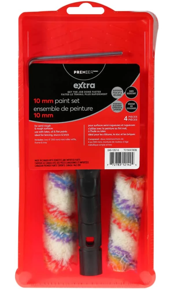 Premier Paint Premier Extra Mini Exterior/Interior Paint Roller Set, 4-pc, 10-mm 1 Premier Paint Premier Extra Mini Exterior/Interior Paint Roller Set, 4-pc, 10-mm