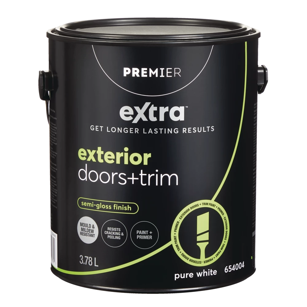 Premier Paint Premier Extra Exterior Doors & Trim Paint & Primer, Semi-Gloss, White, Quart 1 Premier Paint Premier Extra Exterior Doors & Trim Paint & Primer, Semi-Gloss, White, Quart