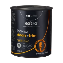 Premier Paint Premier Extra Interior Doors & Trim Paint & Primer, One Coat Coverage, Semi-Gloss, Quart