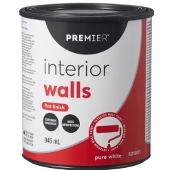 Premier Paint Premier Interior Walls, Flat White, Gallon